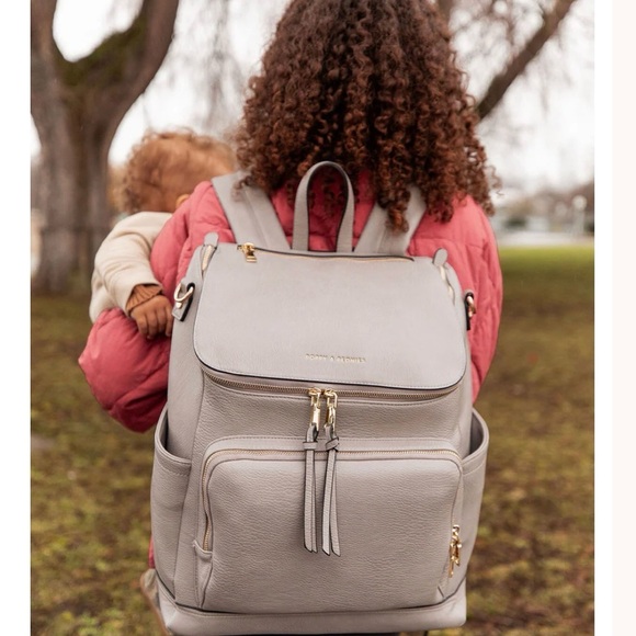 Poppy & Peonies Grey Leather Backpack - Picture 6 of 15